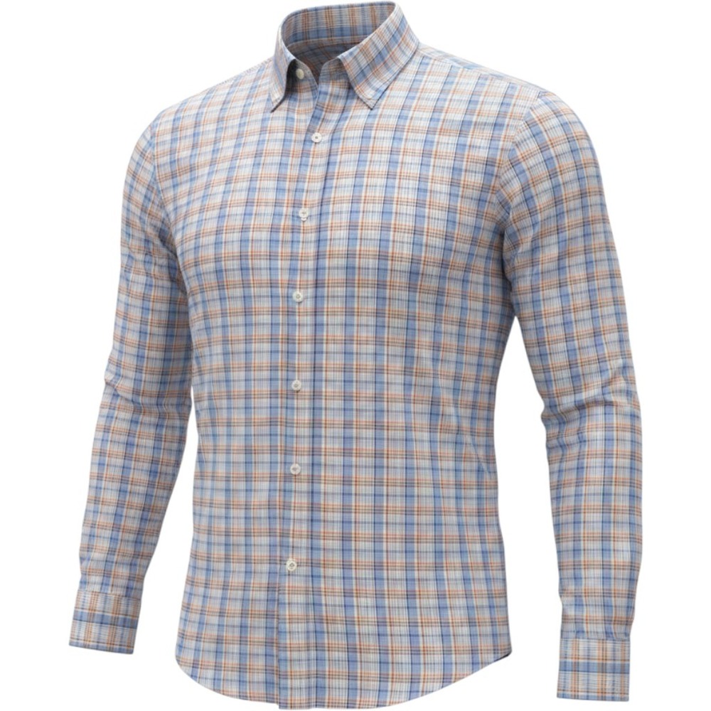 Orvis Mens Long Sleeve Plaid Button Down Shirt Blue Orange 100% Cotton 2XFM XXL